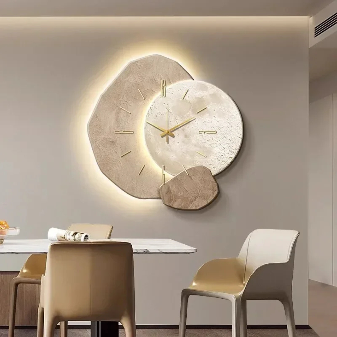 Elegancki Drewniany Zegar Ścienny z Efektem LED Brisva