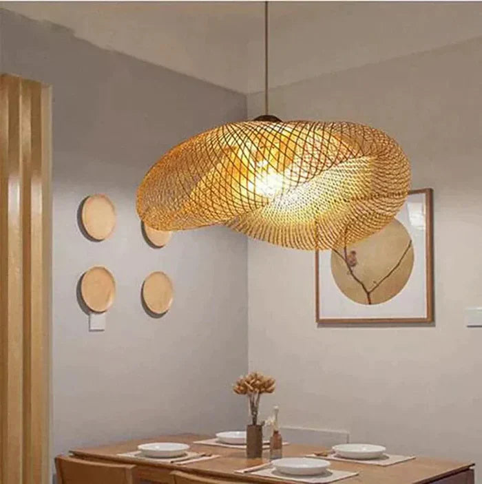 Stylowa Lampa Wisząca z Rattanu - NaturGlow