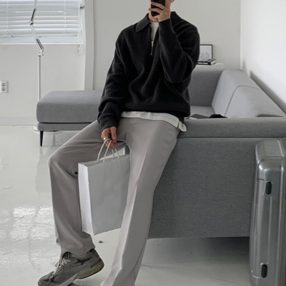 Vintage Męski Sweter Zimowy z Połową Zamka