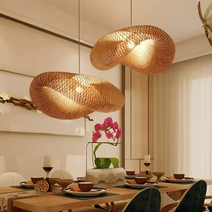 Stylowa Lampa Wisząca z Rattanu - NaturGlow