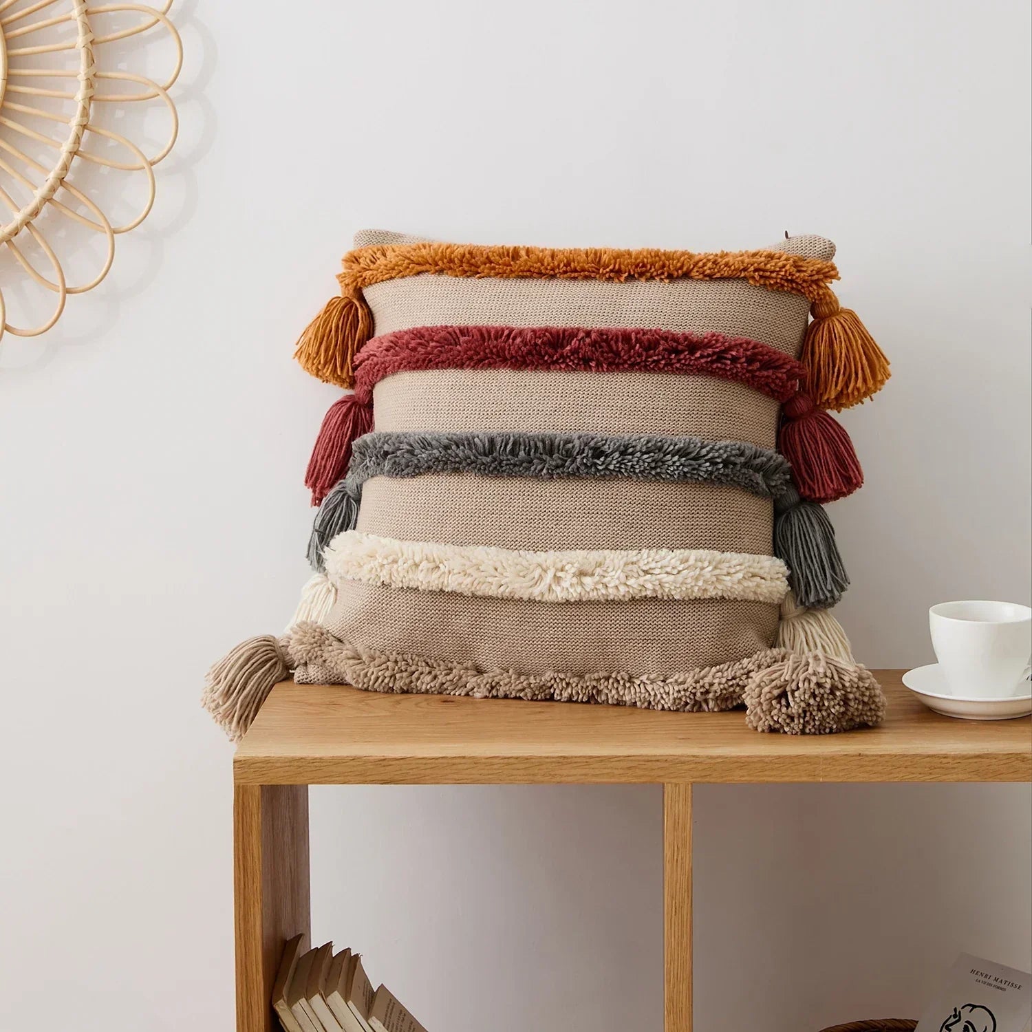 Elegancka Poszewka Boho z Prążkowanym Deseniem