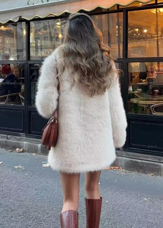 Stylowy Zimowy Płaszcz Damski z Sztucznego Futra - Luksusowe Ciepło i Elegancja