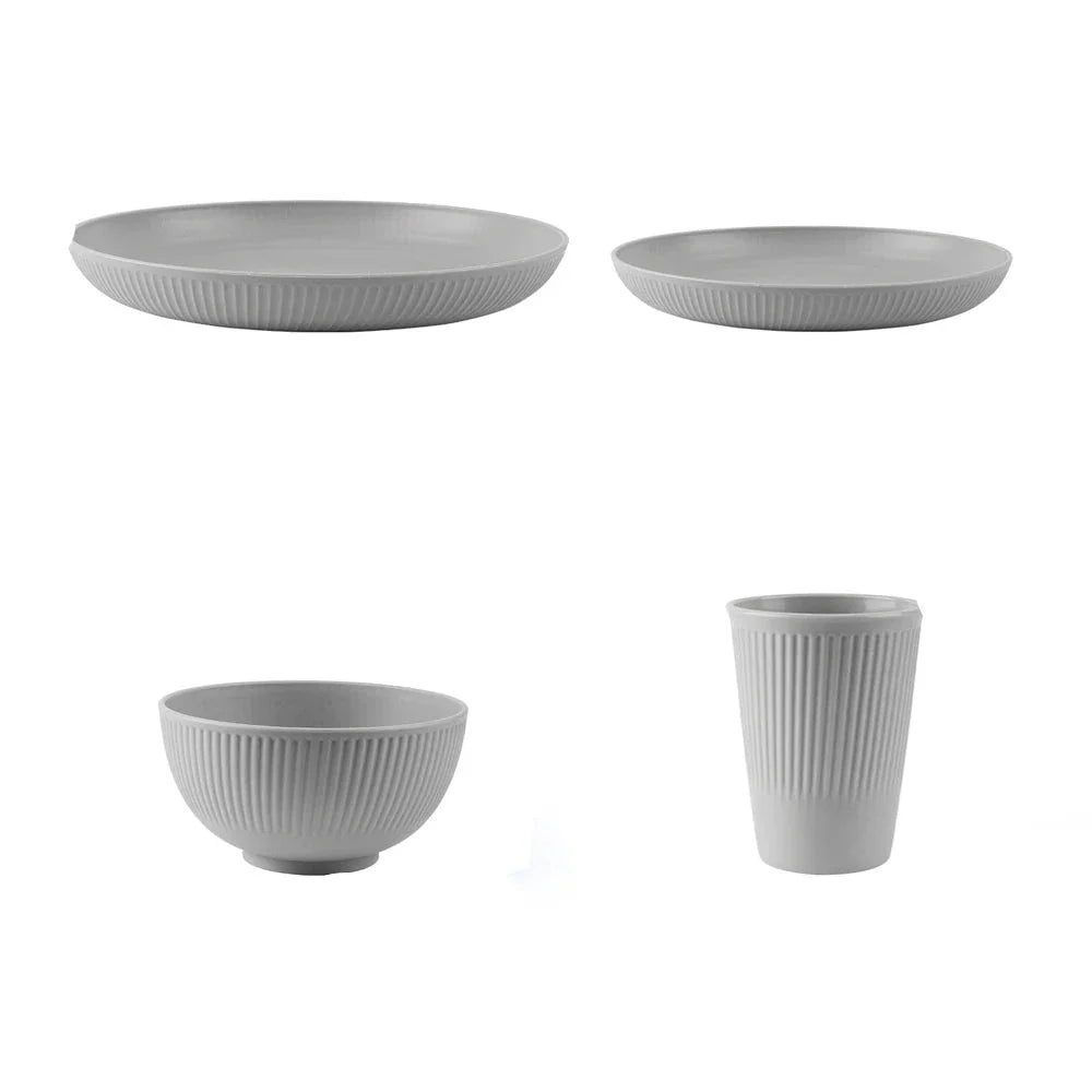 GrijsDiner | Wytrzymały Zestaw Sztućców i Naczyń