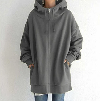 Zimowy damski hoodie z zamkiem błyskawicznym