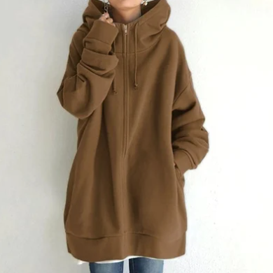 Zimowy damski hoodie z zamkiem błyskawicznym