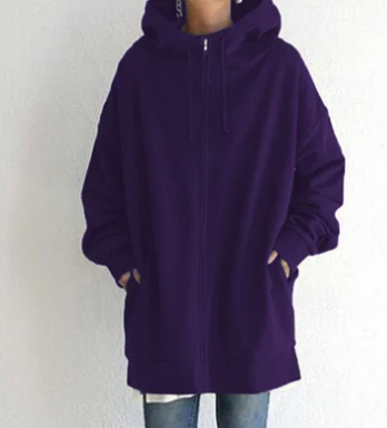Zimowy damski hoodie z zamkiem błyskawicznym