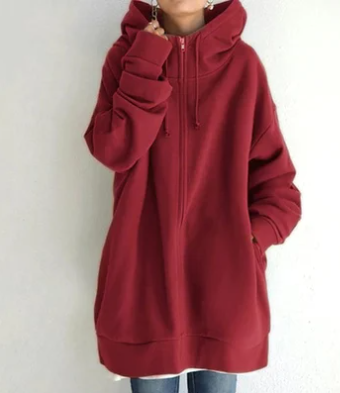 Zimowy damski hoodie z zamkiem błyskawicznym