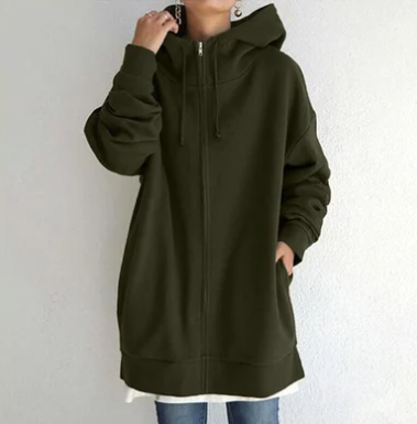 Zimowy damski hoodie z zamkiem błyskawicznym