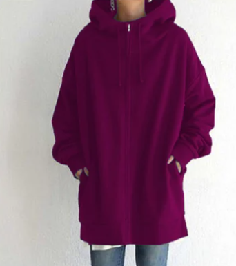 Zimowy damski hoodie z zamkiem błyskawicznym