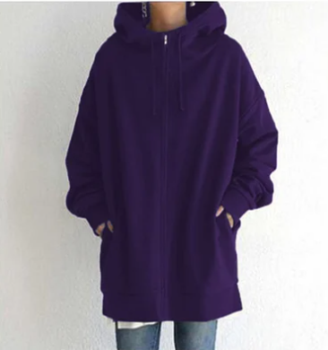 Zimowy damski hoodie z zamkiem błyskawicznym