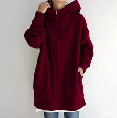 Zimowy damski hoodie z zamkiem błyskawicznym