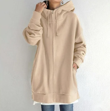 Zimowy damski hoodie z zamkiem błyskawicznym