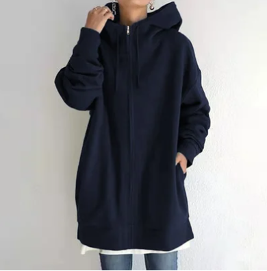 Zimowy damski hoodie z zamkiem błyskawicznym