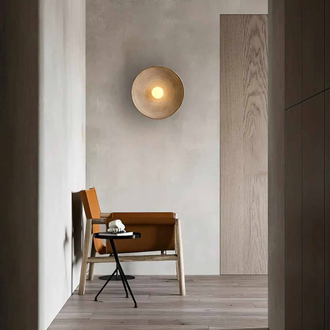 Japońska lampa ścienna Wabi-Sabi - ZenGlow Okrągła