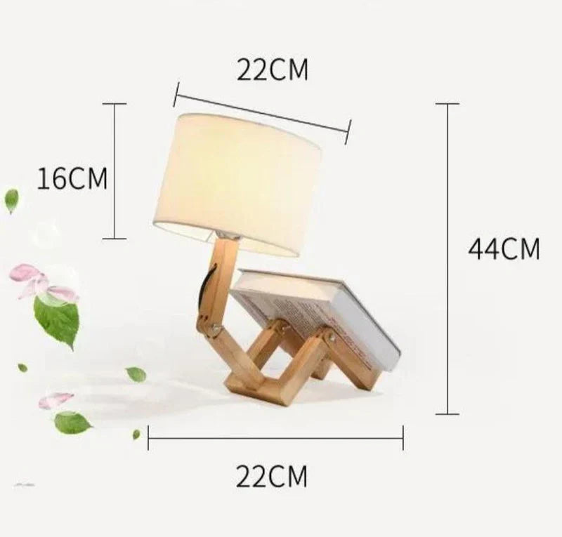 Stolowa Lampa Drewniana z Uchwytami na Książki - RutanFlex