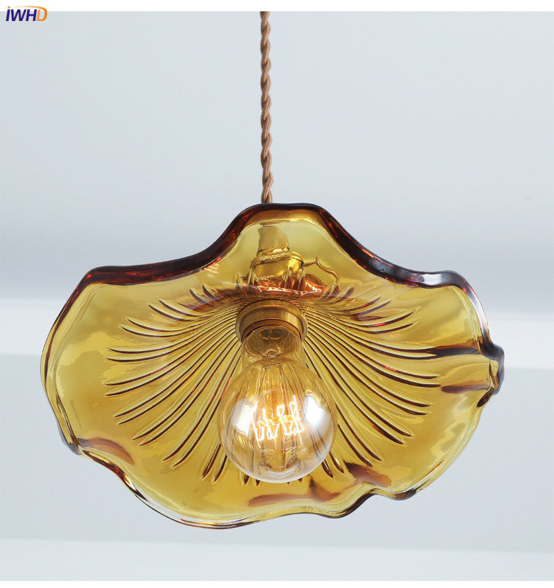 Nordycka Lampa Wisząca LED | Kolorowe Szklane i Miedziane Oświetlenie do Sypialni, Salonu i Baru