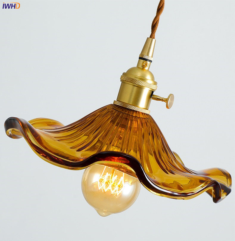 Nordycka Lampa Wisząca LED | Kolorowe Szklane i Miedziane Oświetlenie do Sypialni, Salonu i Baru
