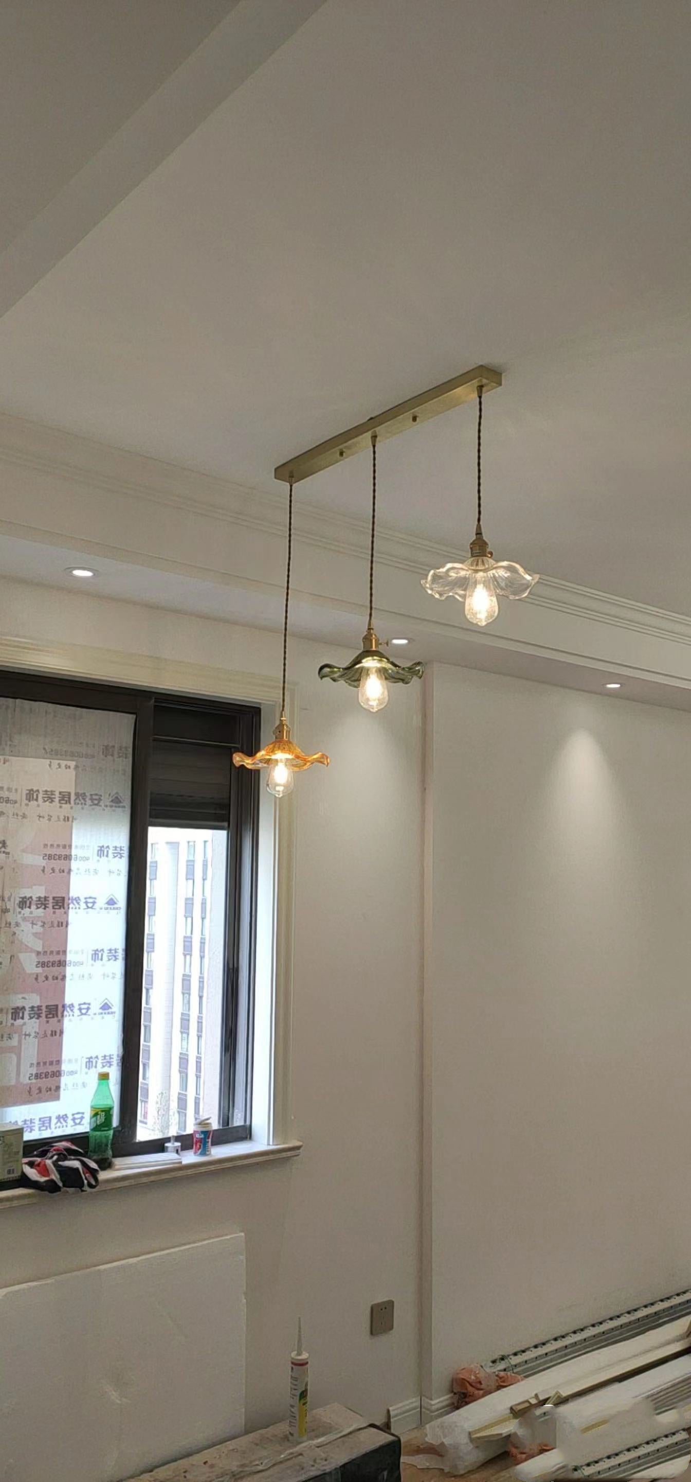 Nordycka Lampa Wisząca LED | Kolorowe Szklane i Miedziane Oświetlenie do Sypialni, Salonu i Baru
