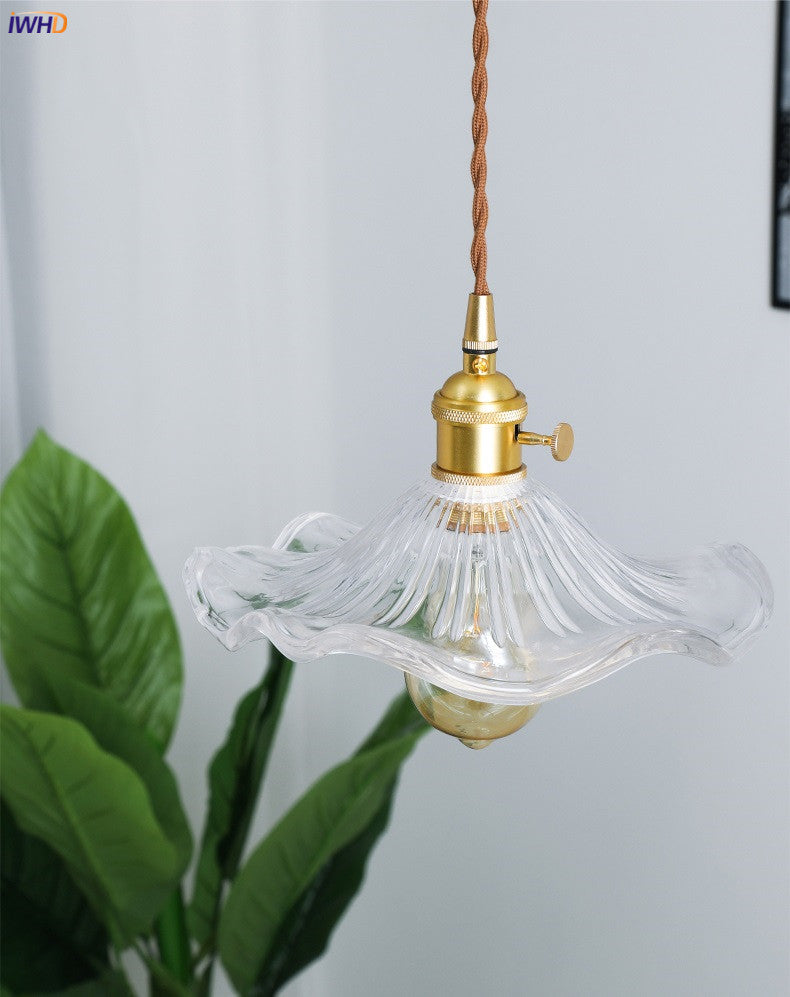 Nordycka Lampa Wisząca LED | Kolorowe Szklane i Miedziane Oświetlenie do Sypialni, Salonu i Baru