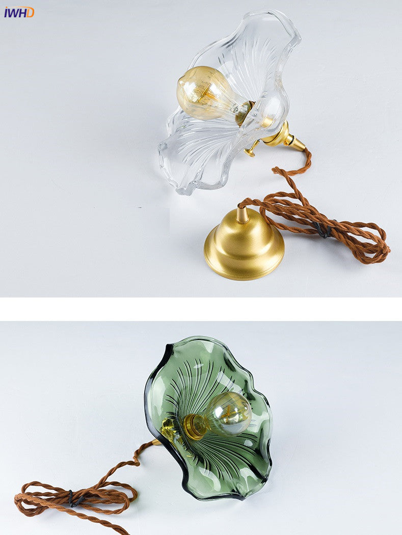 Nordycka Lampa Wisząca LED | Kolorowe Szklane i Miedziane Oświetlenie do Sypialni, Salonu i Baru