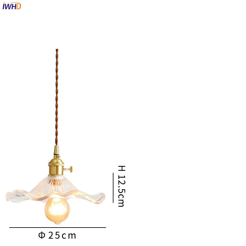 Nordycka Lampa Wisząca LED | Kolorowe Szklane i Miedziane Oświetlenie do Sypialni, Salonu i Baru