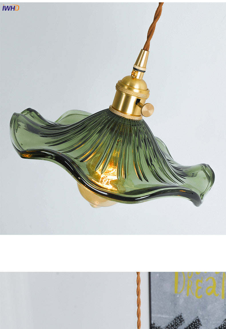 Nordycka Lampa Wisząca LED | Kolorowe Szklane i Miedziane Oświetlenie do Sypialni, Salonu i Baru