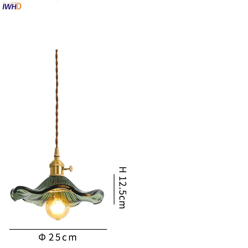 Nordycka Lampa Wisząca LED | Kolorowe Szklane i Miedziane Oświetlenie do Sypialni, Salonu i Baru