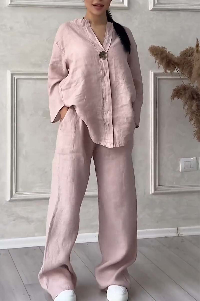 Lisanne - Casual Women's Cotton-Linen Two-Piece Set