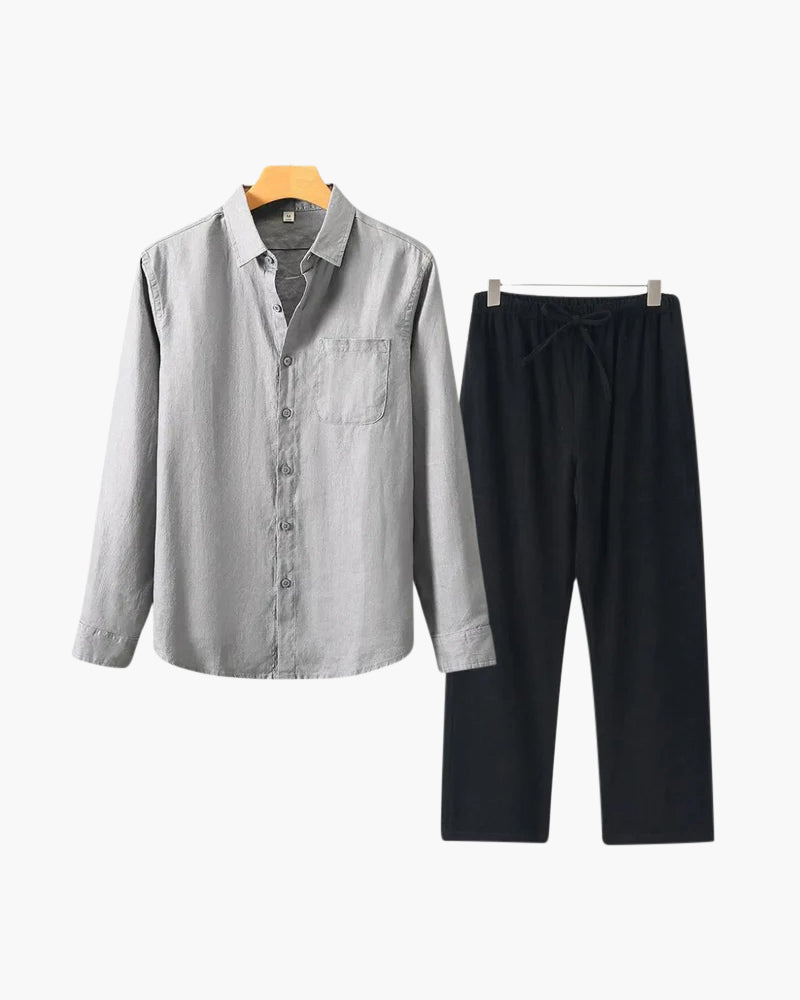 Stylowy Lniany Top z Długim Rękawem