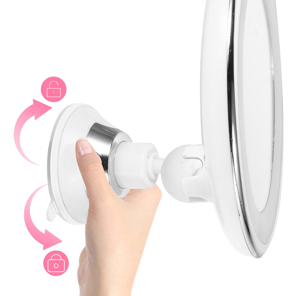 Lustro toaletowe LED 10x powiększenie z obrotową konstrukcją 360° i oświetleniem