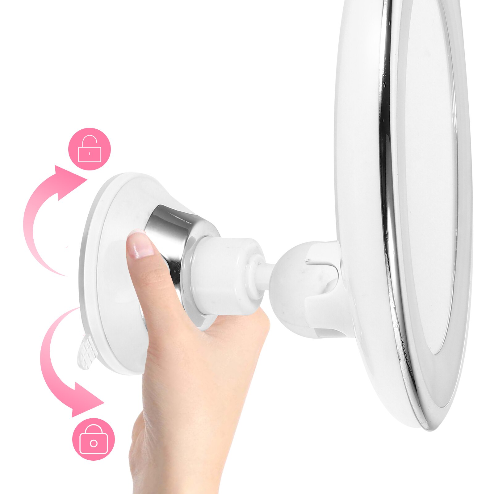 Lustro toaletowe LED 10x powiększenie z obrotową konstrukcją 360° i oświetleniem