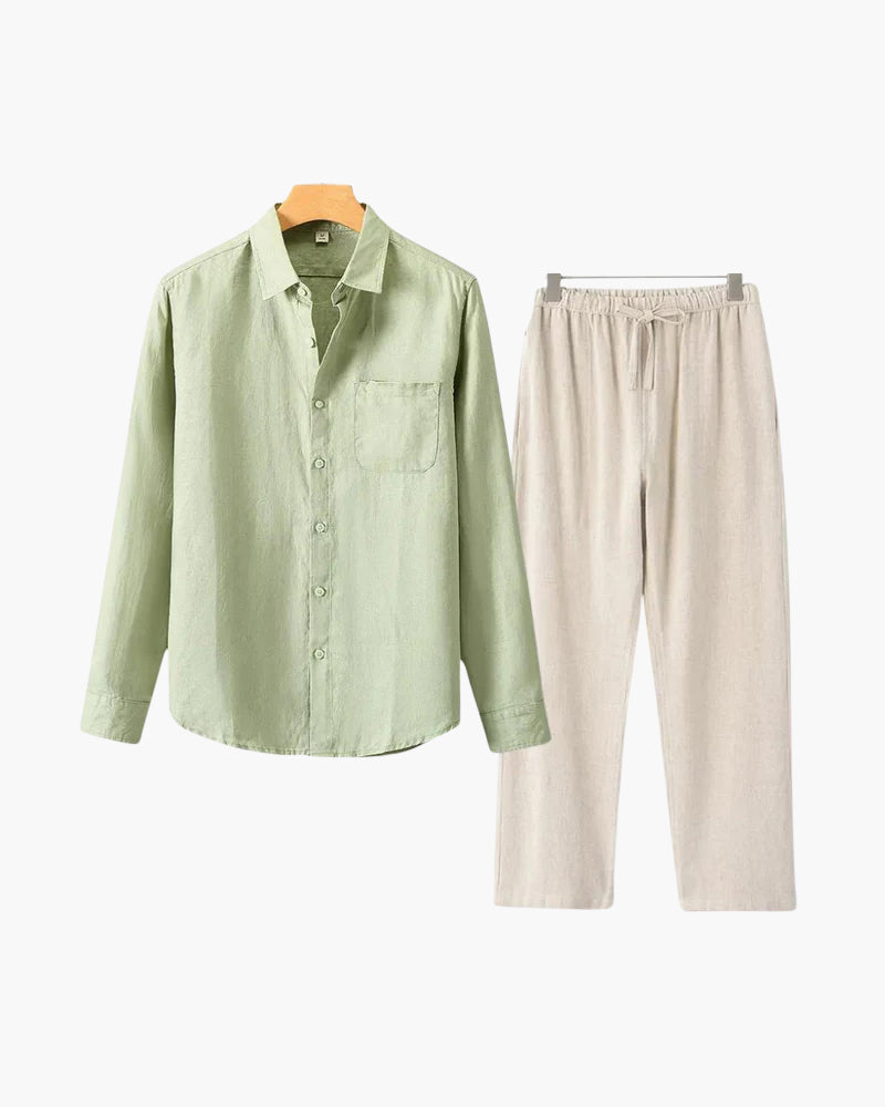 Stylowy Lniany Top z Długim Rękawem