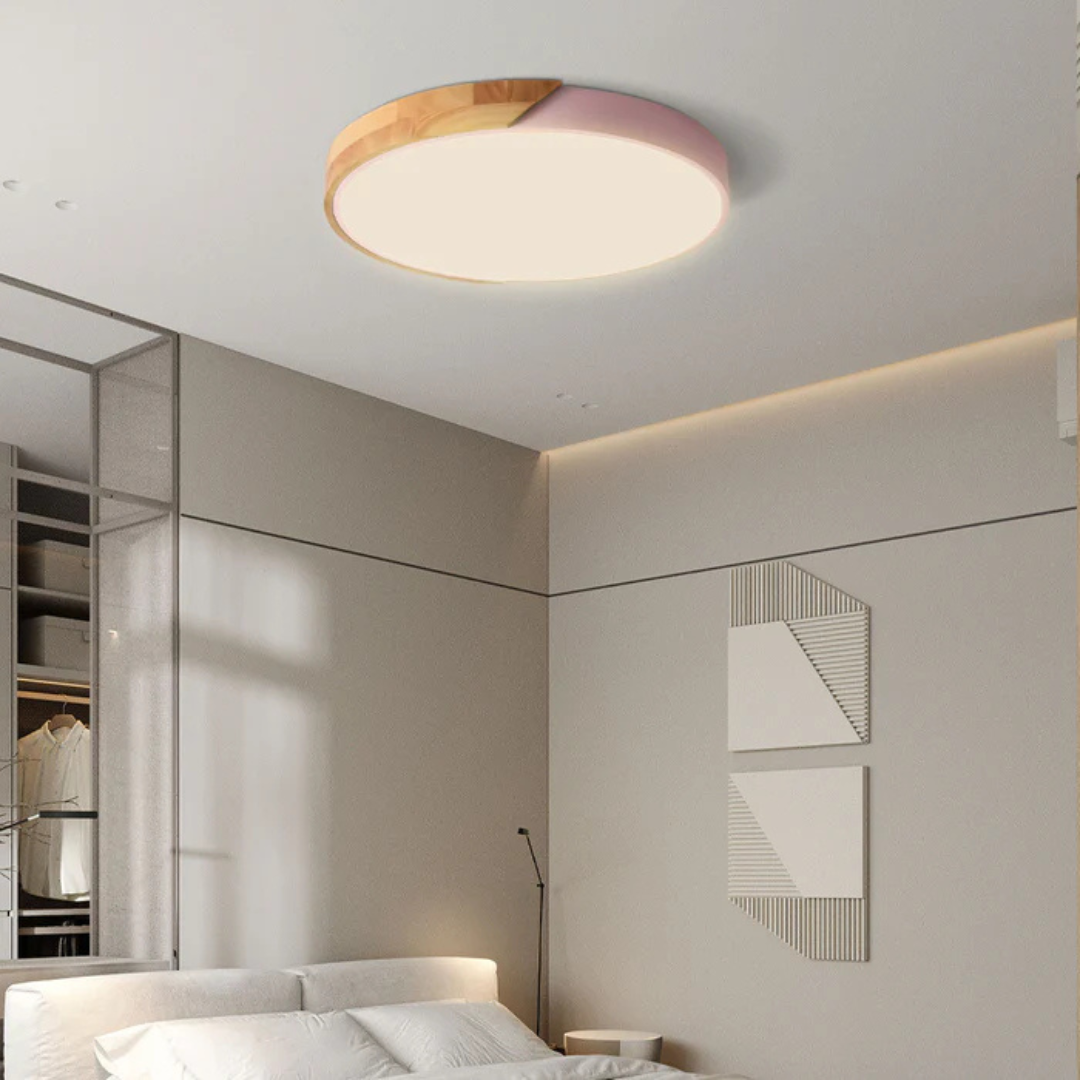 Delos - Skandynawska Drewniana Lampa sufitowa LED