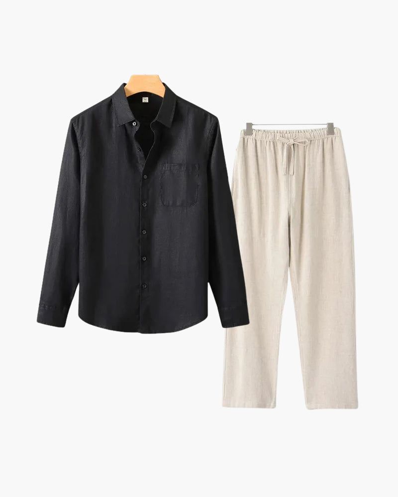 Stylowy Lniany Top z Długim Rękawem