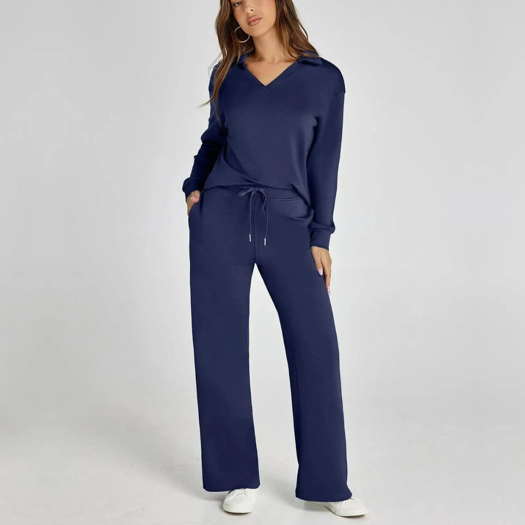 Eline | Ekskluzywny Zestaw Loungewear z Wygodnymi Spodniami i V-kształtnym Designem