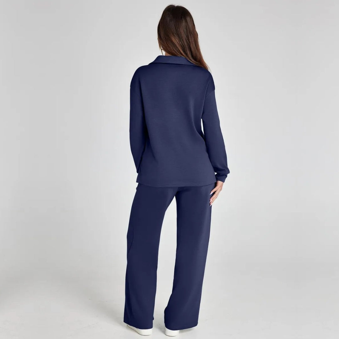 Eline | Ekskluzywny Zestaw Loungewear z Wygodnymi Spodniami i V-kształtnym Designem