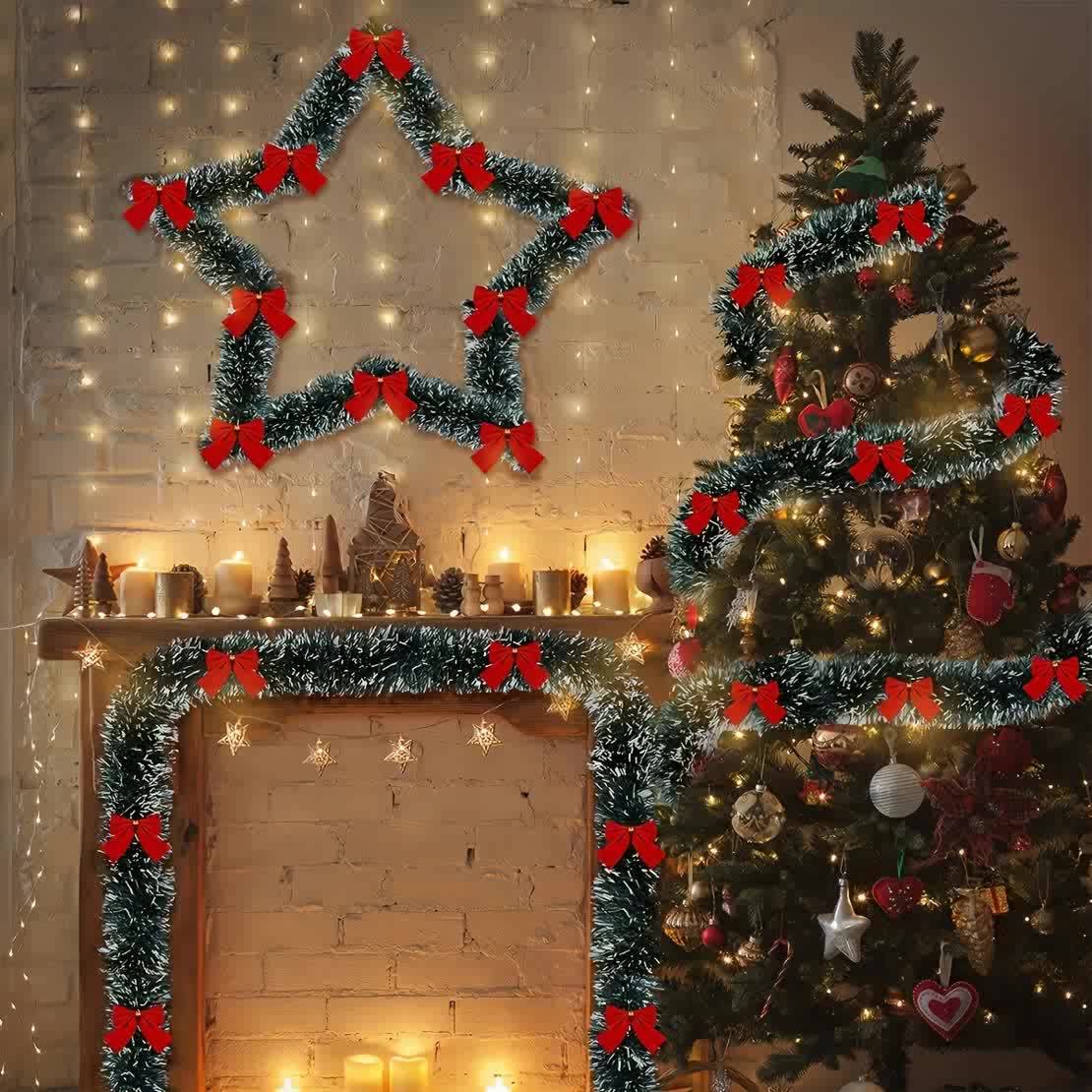 TwinkleTinsel – Zestaw 2 LEDowych Girland Świątecznych z Oświetleniem na Baterie