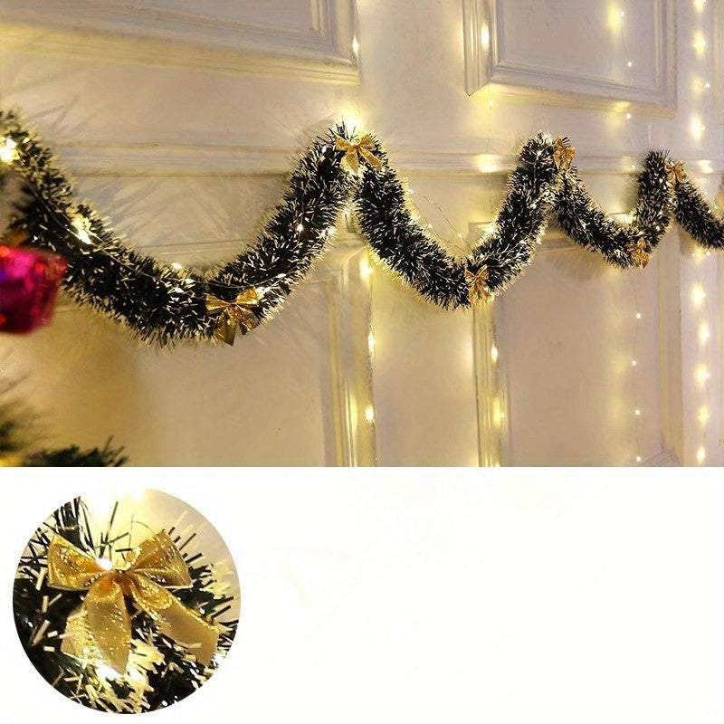 TwinkleTinsel – Zestaw 2 LEDowych Girland Świątecznych z Oświetleniem na Baterie