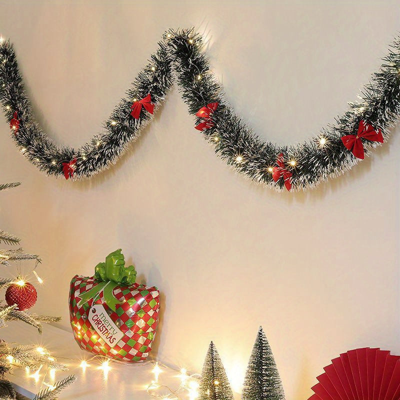 TwinkleTinsel – Zestaw 2 LEDowych Girland Świątecznych z Oświetleniem na Baterie