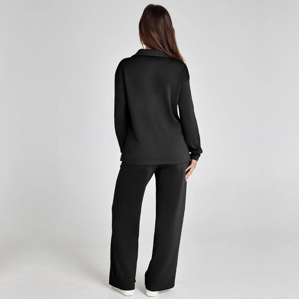 Eline | Ekskluzywny Zestaw Loungewear z Wygodnymi Spodniami i V-kształtnym Designem