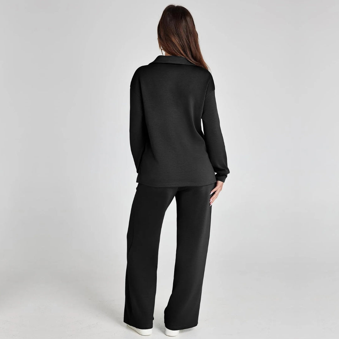 Eline | Ekskluzywny Zestaw Loungewear z Wygodnymi Spodniami i V-kształtnym Designem