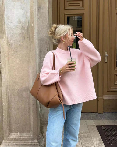 Stylowy damski sweter z okrągłym dekoltem