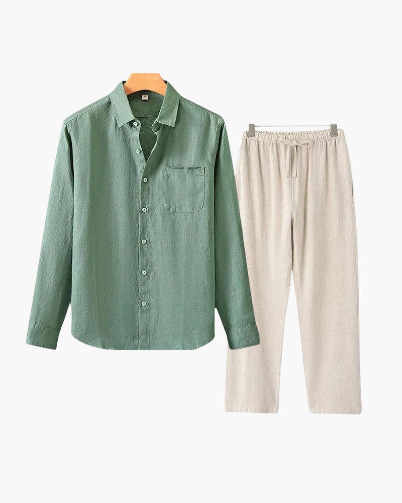 Stylowy Lniany Top z Długim Rękawem