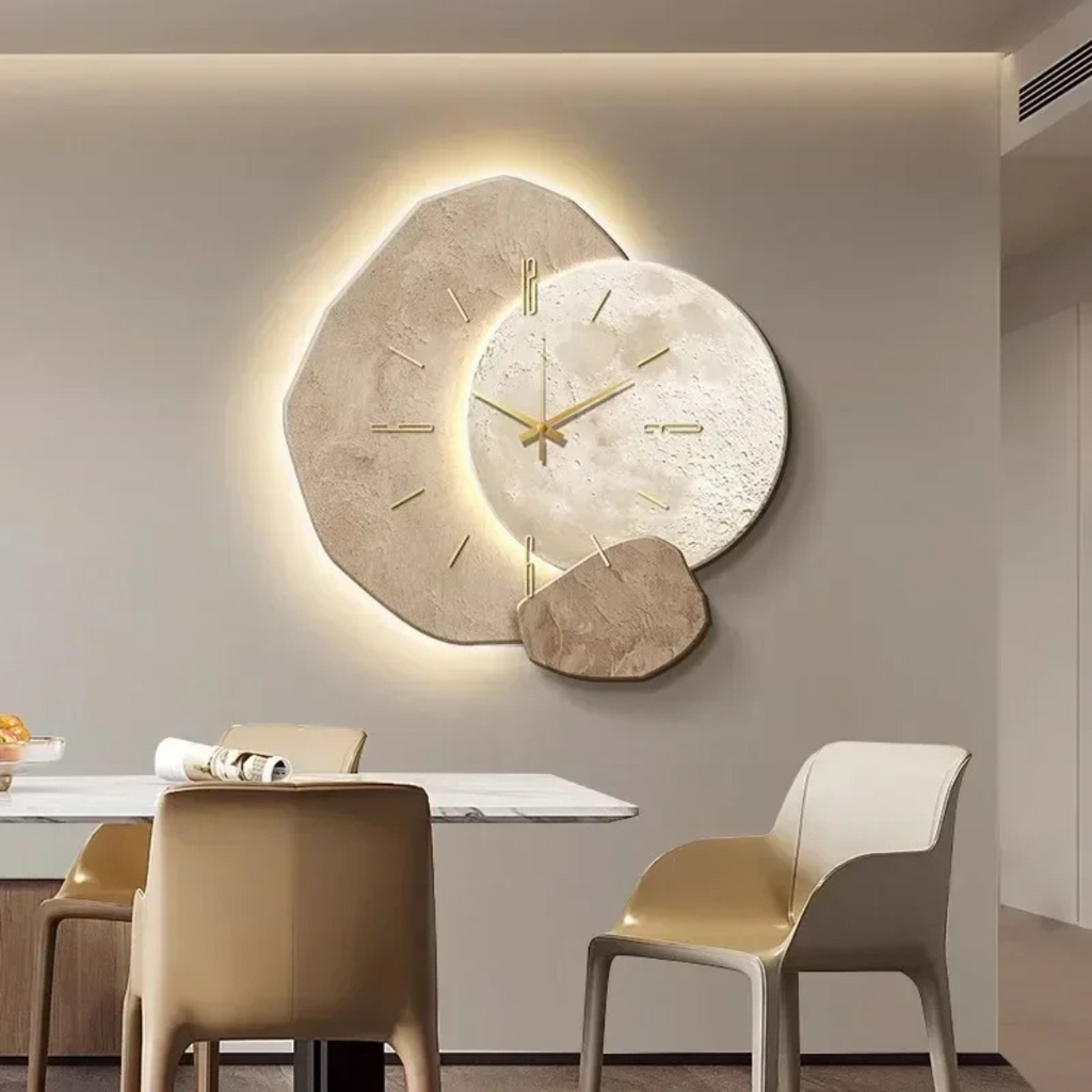 Elegancki Drewniany Zegar Ścienny z Efektem LED Brisva