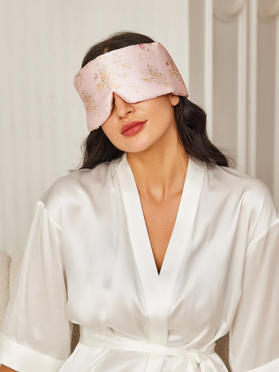 FloralSilk - Elegancka Jedwabna Maska na Oczy z Kwiatowym Motywem