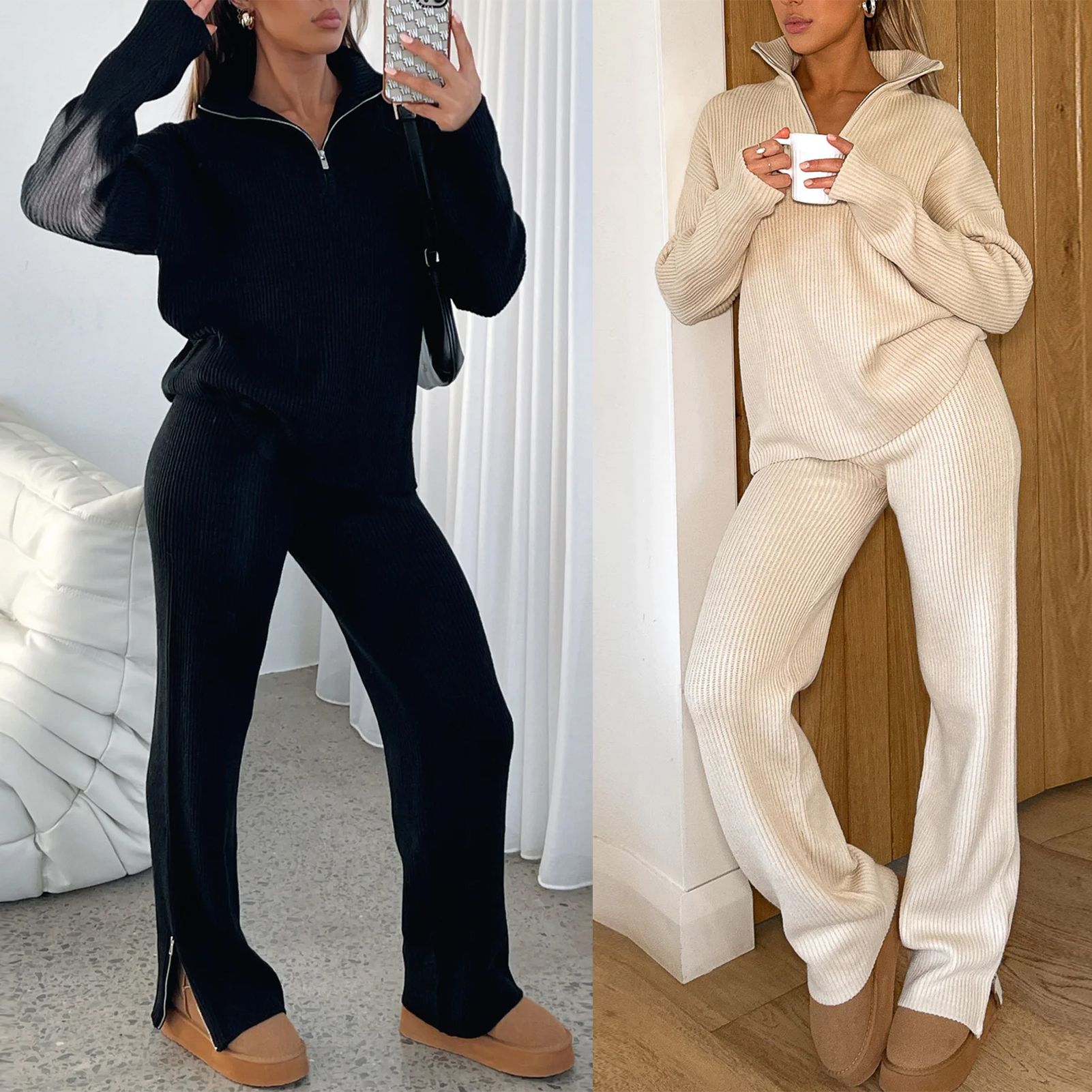 Kim | Knit Set with Flared Trousers