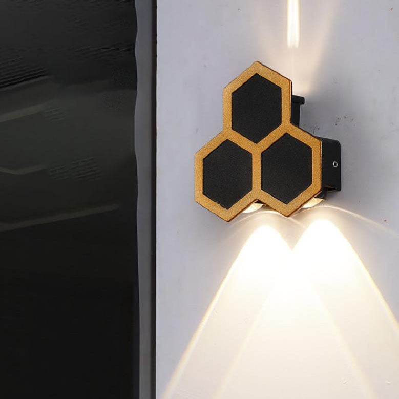 LumaHive - Kreatywna lampa ścienna LED w kształcie plastra miodu do oświetlenia zewnętrznego