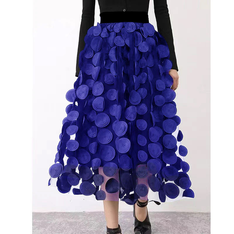 Aurelia | Elegancka Spódnica w Groszki z Tulle Patchwork