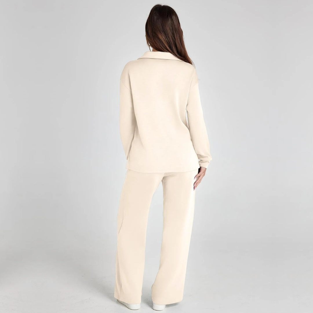 Eline | Ekskluzywny Zestaw Loungewear z Wygodnymi Spodniami i V-kształtnym Designem