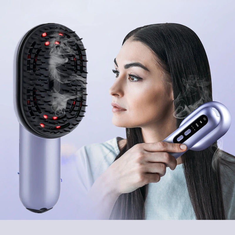 GlowSpray Grzebień - Wibracyjny Masażer Głowy z Aplikatorem Oleju do Włosów